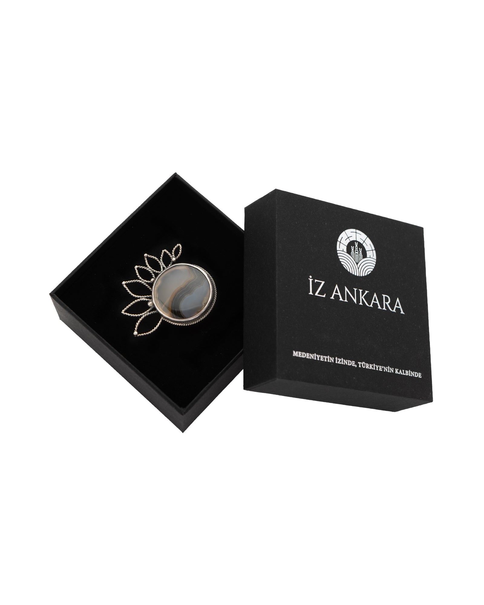 Brown Oval Shaped Agate Brooch - 2101 2938 - izankara